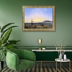 «Керчь» в интерьере гостиной в зеленых тонах