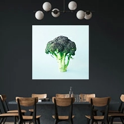 «Соцветие брокколи» в интерьере столовой с черными стенами