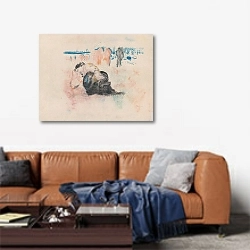 «Black Man and Blue Horizon» в интерьере современной гостиной над диваном
