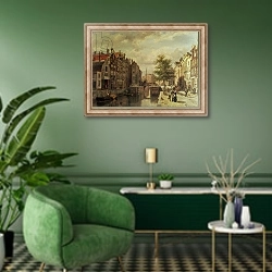 «The Martyr's Canal» в интерьере гостиной в зеленых тонах
