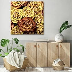 «Желтые розы 1» в интерьере современной комнаты над комодом