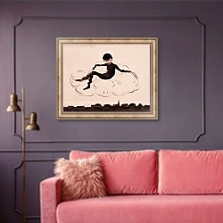 «Self Portrait on a Cloud» в интерьере гостиной с розовым диваном