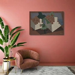 «Landscape» в интерьере современной гостиной в розовых тонах