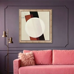 «Suprematist Composition, 1921» в интерьере гостиной с розовым диваном