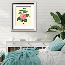 «Camellia Japonica Fordii» в интерьере спальни в стиле прованс с голубыми деталями
