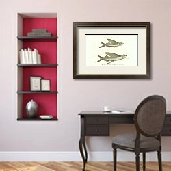 «American Flying-Fish, Mediterranean Flying-Fish 3» в интерьере кабинета в классическом стиле над столом