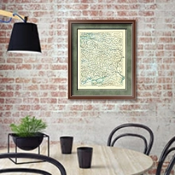 «Карта средней полосы России» в интерьере кухни в стиле лофт с кирпичной стеной