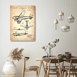 «Патент на самолет, 1935г» в интерьере столовой в стиле ретро