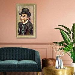 «Portrait of Erik Satie c.1892» в интерьере классической гостиной над диваном
