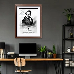 «Portrait of Nikolai Mikhailovich Karamzin» в интерьере кабинета с серыми стенами