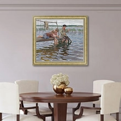 «Boys Fishing off a Pier,» в интерьере столовой в классическом стиле