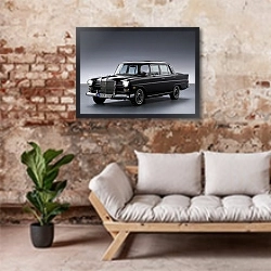 «Mercedes-Benz E-Klasse (W110)» в интерьере гостиной в стиле лофт над диваном