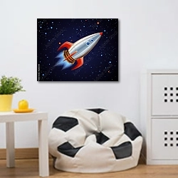 «Ракета в космосе» в интерьере детской комнаты для маленького футболиста