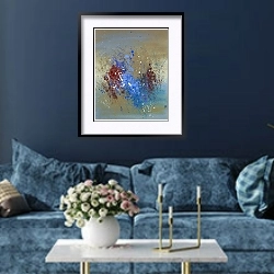 «Burst of colours. Colour explosion 8» в интерьере современной гостиной в синем цвете