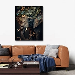 «Слон» в интерьере современной гостиной над диваном