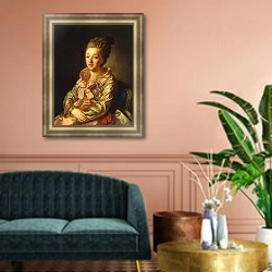 «Портрет великой княгини Натальи Алексеевны 2» в интерьере гостиной с розовым диваном