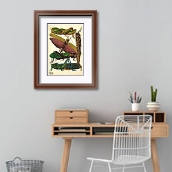 «Insects by E. A. Seguy №18» в интерьере кабинета с деревянным столом