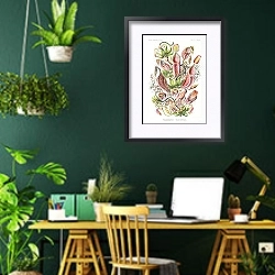 «Nepenthaceae–Kannenpflanzen» в интерьере кабинета с зелеными стенами