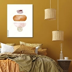 «Простые формы 8» в интерьере спальни  в этническом стиле в желтых тонах
