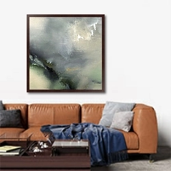 «Зеленый туман» в интерьере современной гостиной над диваном