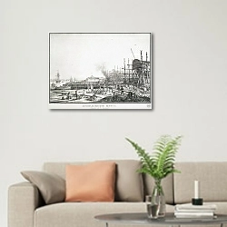 «Адмиралтейская верфь» в интерьере современной светлой гостиной над диваном