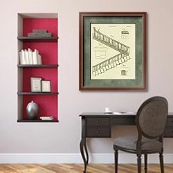 «Architecture №2, лестницы 1» в интерьере кабинета в классическом стиле над столом