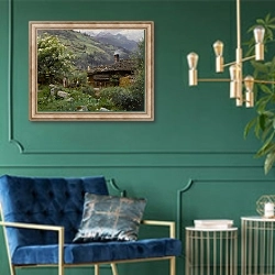 «A Cottage In Gastein, Austria» в интерьере в классическом стиле с зеленой стеной