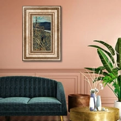 «The Great Black Woodpecker» в интерьере классической гостиной над диваном