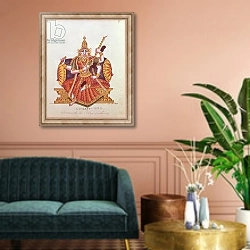 «Saratheswathee, hindu goddess of learning, with Singhalese and English inscription» в интерьере классической гостиной над диваном