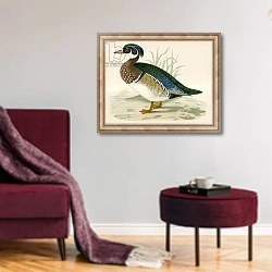 «Summer Duck» в интерьере гостиной в бордовых тонах