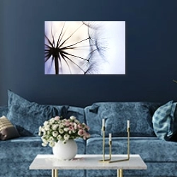 «Одуванчик на фоне неба» в интерьере современной гостиной в синем цвете
