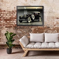 «Cadillac V16 452 Dual Cowl Sport Phaeton '1930» в интерьере гостиной в стиле лофт над диваном