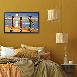 «By the Beach, 2007» в интерьере спальни  в этническом стиле в желтых тонах