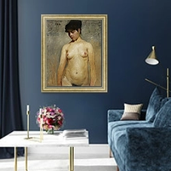 «Nude Girl, 1886» в интерьере в классическом стиле в синих тонах