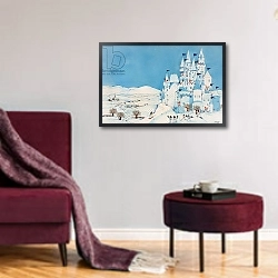«Snowman Castle, 1997» в интерьере гостиной в бордовых тонах