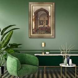«Виды залов Зимнего дворца. Альков кабинета великого князя Николая Николаевича» в интерьере гостиной с розовым диваном