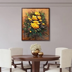 «Солнечный букет желтых роз» в интерьере столовой в классическом стиле