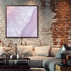 «Geode of pink agate stone 7» в интерьере гостиной в стиле лофт с кирпичной стеной