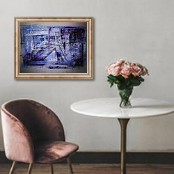 «Lonely, lady blue,, painting» в интерьере в классическом стиле над креслом