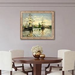 «Ships Riding on the Seine at Rouen» в интерьере столовой в классическом стиле