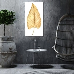 «Сушеный лист филодендрона» в интерьере в этническом стиле в серых тонах
