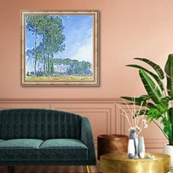 «Poplars, 1891» в интерьере классической гостиной над диваном