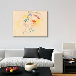 «Abstraktes Aquarell I» в интерьере гостиной в стиле минимализм в светлых тонах