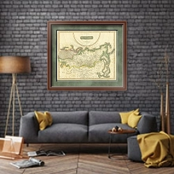 «Карта Российской Империи, 1814 г. 3» в интерьере в стиле лофт над диваном
