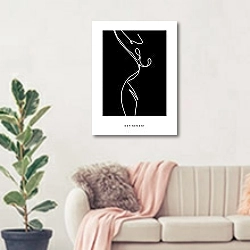 «Female silhouette» в интерьере современной светлой гостиной над диваном