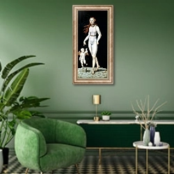 «Venus and Cupid 3» в интерьере гостиной в зеленых тонах