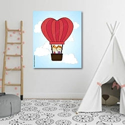 «Дети на воздушном шаре» в интерьере детской комнаты для девочки с шалашом
