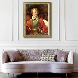 «Portrait of Vladimir Samoylov as Hamlet» в интерьере гостиной в классическом стиле над диваном
