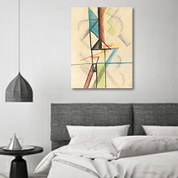 «Abstrakte Formen V» в интерьере спальне в стиле минимализм над кроватью