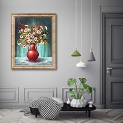 «Букет цветов в глиняной вазе» в интерьере коридора в классическом стиле